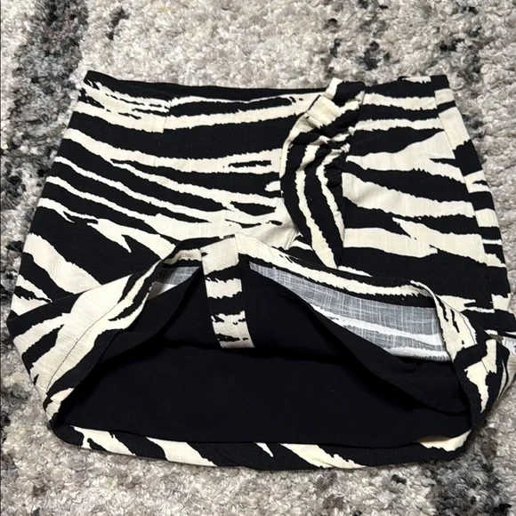 Free People Black and White Wrap Mini Skirt - Picture 5 of 8